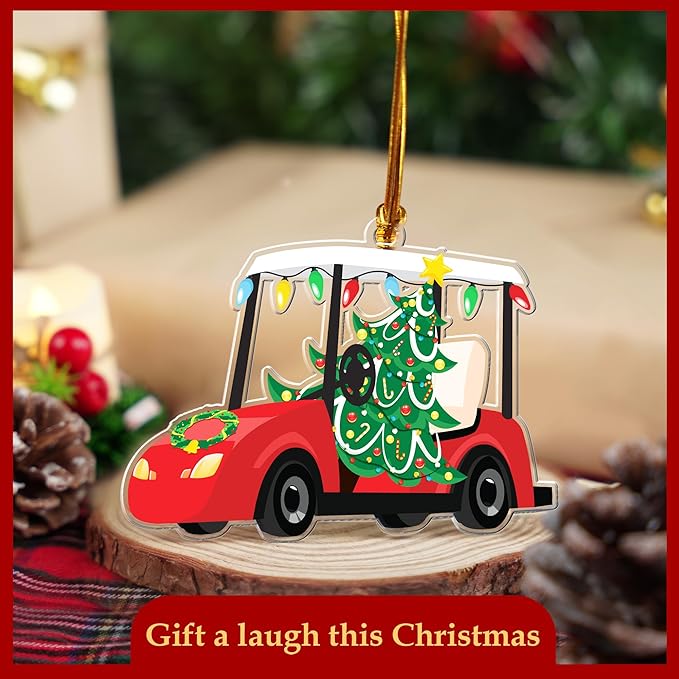 Golf Cart Cute Christmas Ornaments 2025 – Funny Christmas Golf Decorations, for Golfers, Men, Women - Unique Golf Christmas Ornaments and Decoration for Tree