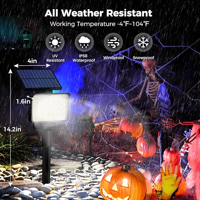 Solar Spot Lights Outdoor Waterproof for Flag, Tree, House, Garden, Yard, Landscape Spotlights for Accent Uplighting Halloween Christmas Decorations-8 Pack