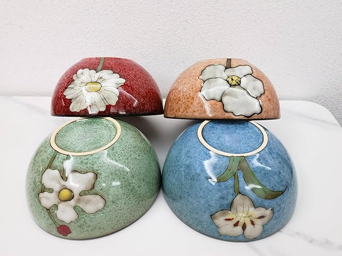 Ceramic Bowls For Kitchen, 28oz - Bowl Set of 4 - For Cereal, Salad, Pasta, Soup, Ramen, Serving etc - Dishwasher, Microwave, and Oven Safe - For Breakfast, Lunch and Dinner (Blue+Red+Green+Pink)