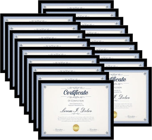 8.5x11 Picture Frame Set of 18,Black 8.5x11 Photo Frames Bulk for Document Certificate Award Diploma, Wall Hanging or Tabletop Display