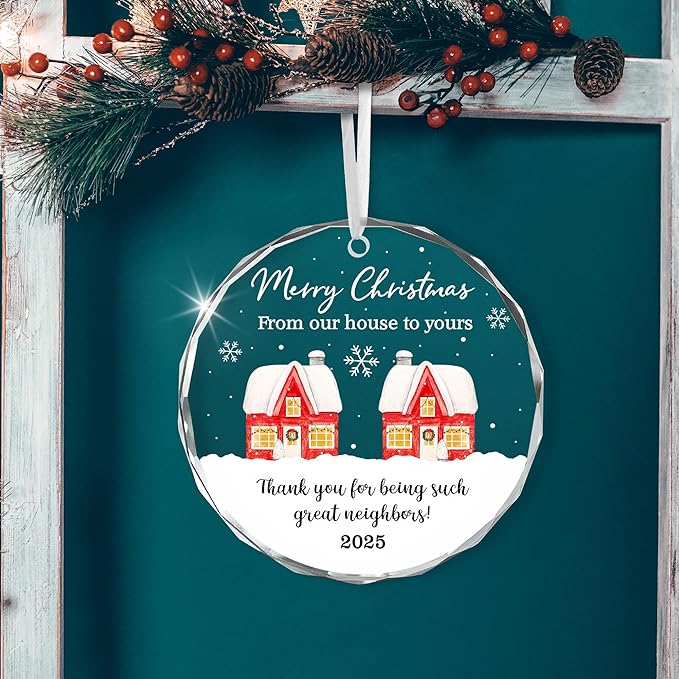 Neighbor Christmas Ornament 2025 – Thoughtful Christmas Friend Gifts for Neighbors, Acrylic Ornaments for Neighbor Friends Bestie Friendship, Awesome Neighbor Gifts, Holiday Tree Decoration Keepsake