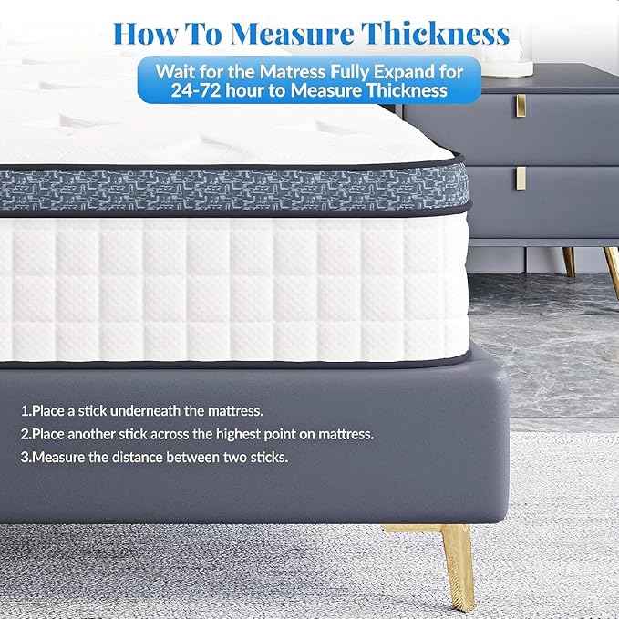 Twin Mattress, 8 Inch Twin Size Mattresses, Medium Firm Memory Foam Mattress Pocket Springs for Back Pain Relief & Motion Isolation, CertiPUR-US Certified with 365-Night Trial
