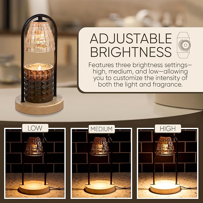 Sheffield Home Glass Candle Warmer Lamp – Elegant Candle Warmer for Long-Lasting Fragrance, Sleek Design, 11x6, Black Dome Glass