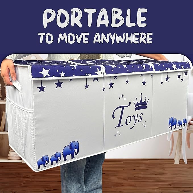 Extra Large Toy Box for Boys - Toy Storage Organizer For Living Room with Lids - 40"x14"x16" Collapsible 600D Oxford Toy Chest for Kids, Boys, Girls - Durable Toy Bin for Playroom, Nursery