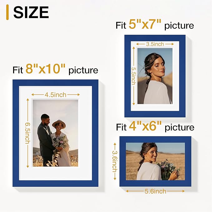 Vittanly 10 Pack Picture Frames Collage Wall Decor, Gallery Frame Set for Wall Mounting or Tabletop Display, Multi Sizes Including 2pcs 8x10, 4pcs 5x7, 4pcs 4x6, Blue