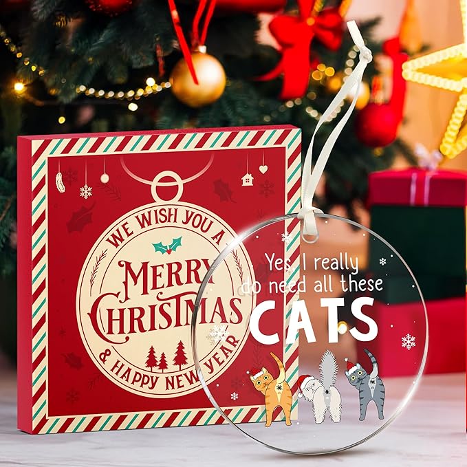 Cat Ornament for Christmas Tree Decorations Starring Cats for 2025, Funny Ornaments Ideal for Kitty Lovers, Unique, Perfect for Sprucing Up Christmas Festivities