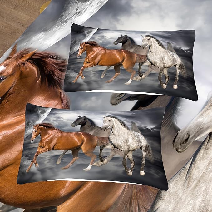 Tailor Shop Horse Comforter Twin Size,Galloping Horse Bedding Set for Kids Teens Girls Boys with 1 Pillowcase…