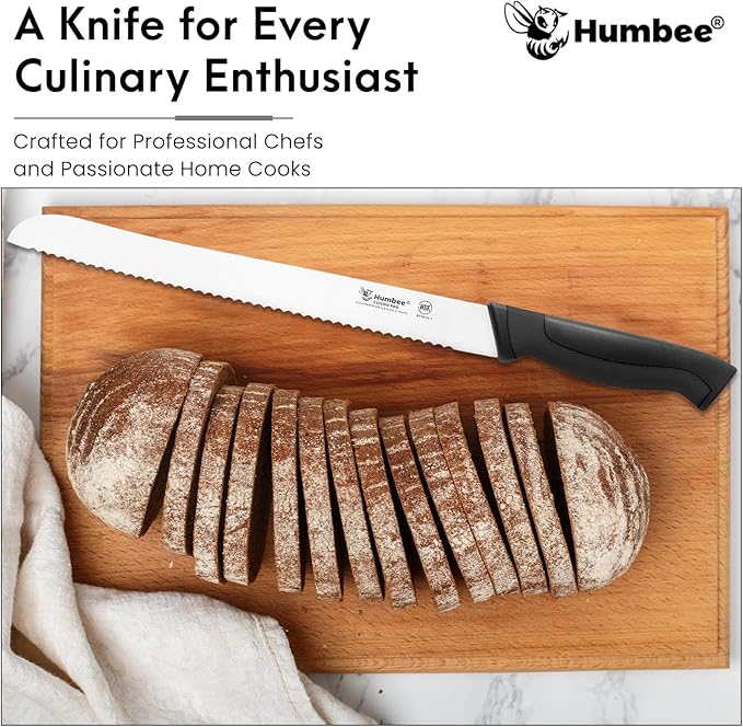 12-Inch Serrated Bread Knife, Premium High Carbon Stainless Steel Blade Knife for Bread with Ergonomic Handle, NSF Certified, DT-30 Series, Black