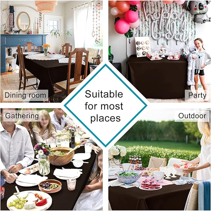 Hiasan Waterproof Tablecloth Rectangle - Washable Fabric Table Cloth for Dining Room Kitchen Birthday Party and Outdoor Use, Chocolate, 70 x 120 Inch