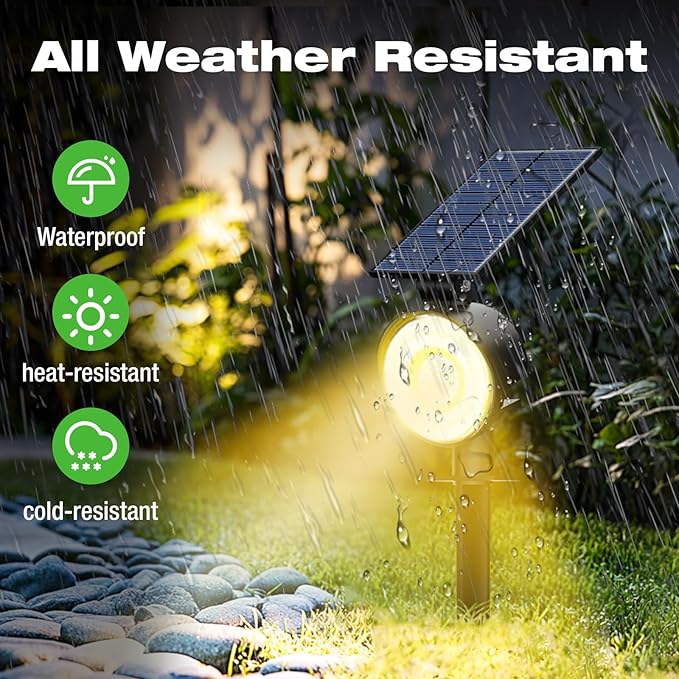 nipify 8 Pack Solar Spot Lights Outdoor Waterproof with 3 Modes, Solar Spotlight Light for Outside Yard Landscape Lighting Pathway Lights Wall,Warm White