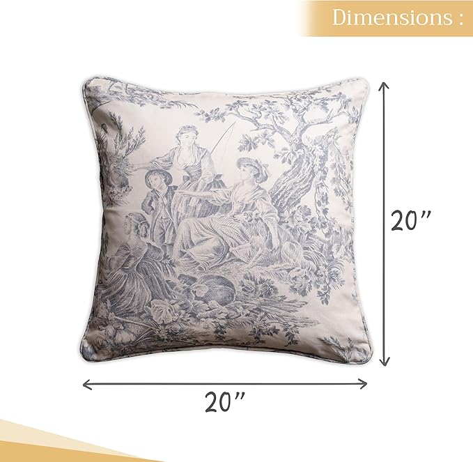 Maison d' Hermine Decorative Pillow Covers 20x20 Inch Square 100% Cotton Throw Pillow Covers with Invisible Zipper for Living Room Couch, Chair, Sofas, Bedroom, Home (The Miller - Paloma Grey)