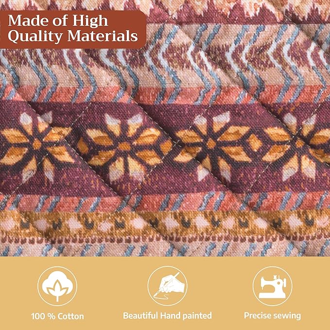 Maison d' Hermine Pot Holders 100% Cotton Heat Resistant Potholders 8" x 8" Hot Pads with Loop for Thanksgiving Christmas Decorations BBQ Cooking Baking Handling Hot Pans (Pack of 1, Fair Isle)