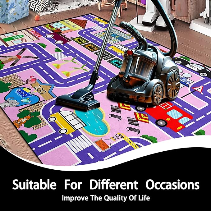 Road Map Carpet for Kids - Kids Rugs for Playroom Car Rugs for Girls Toy Play Mats for Floor City Play Mat, 2. 5x4 Feet