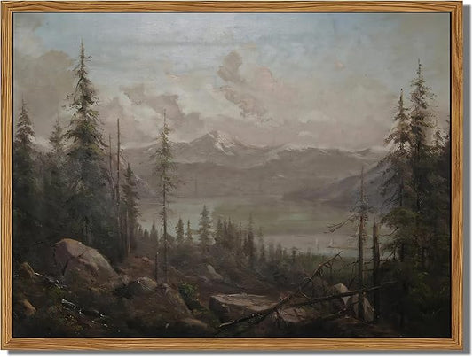 Floating Framed Canvas Wall Art - Majestic Mountain Forest Landscape Wall Decor - Natural Scenery Pictures Paintings Prints for Living Room Bedroom Bathroom Home Decoration 12x16 inch