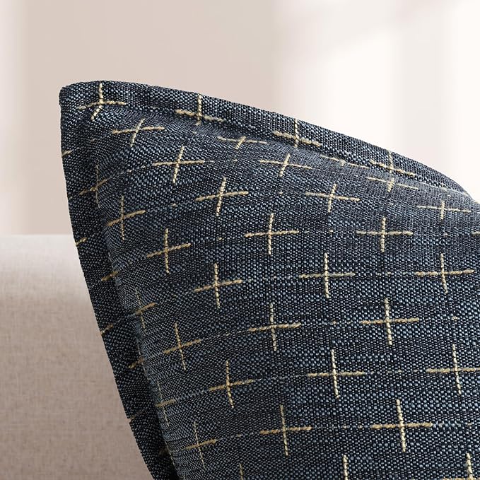 ZWJD Pillow Covers 22x22 Set of 2 Soft Polyester Textured Pillow Covers with Stylish Flange Edge Cozy Farmhouse Throw Pillows for Couch Bed Sofa Living Room