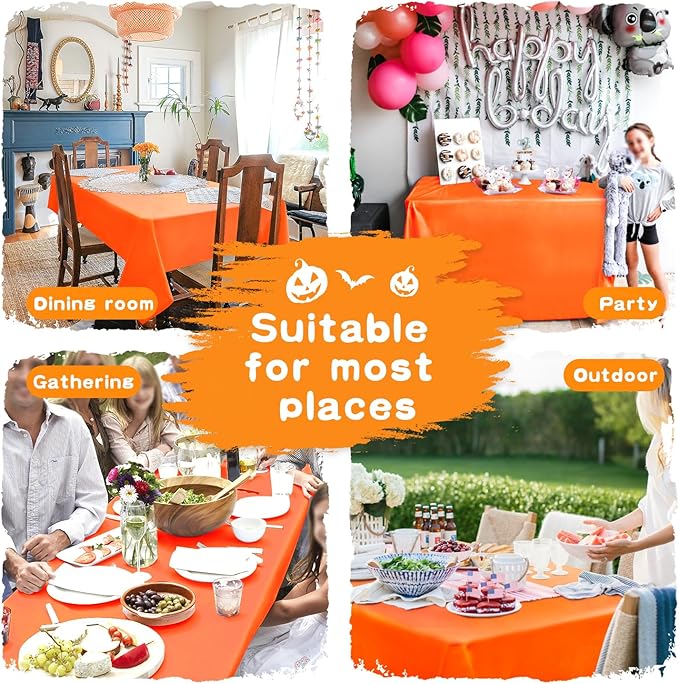 Hiasan Pumpkin Orange Square Tablecloth - Waterproof and Spillproof Restaurant Washable Polyester Table Cloth for Dining Room, 30 x 30 Inch
