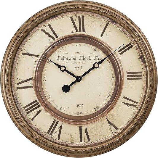 20 Inch Retro Farmhouse Wall Clock, Solid Wood Silent Non-Ticking, Battery Operated Decorative Clock for Living Room, Kitchen, Bedroom, Office and Home Decor