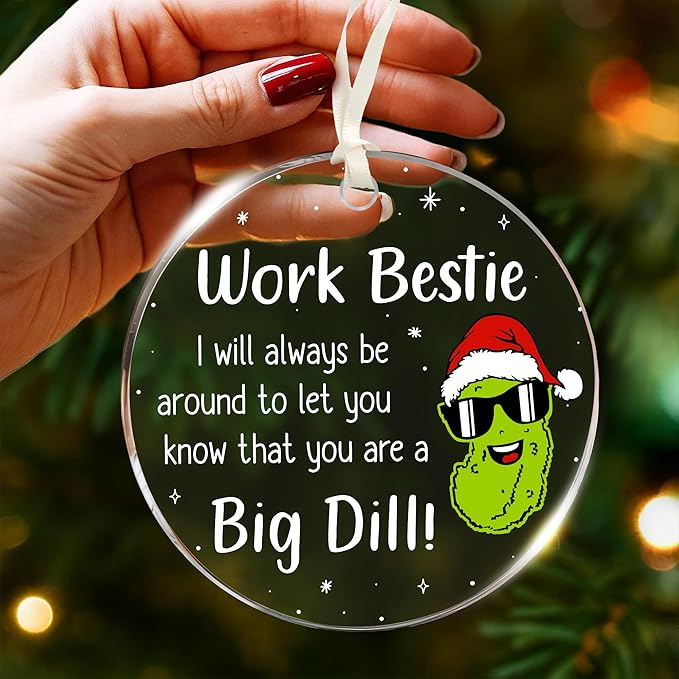 Work Bestie Ornament - Delightful Pickle Ornaments for Christmas Tree, Ideal Funny Work Ornaments for Coworkers, Unique Christmas Pickle Ornament, Perfect for Co-Worker 2025