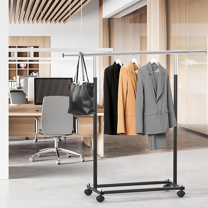 Simple Houseware Standard Rod Garment Rack, Black