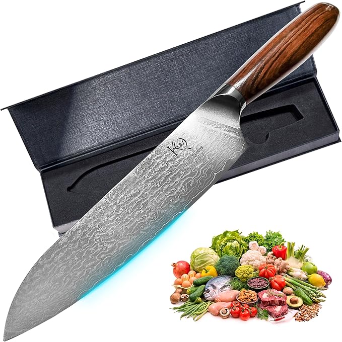 Japanese Kitchen Knife 7 Inch - Santoku Knife Ultra Sharp in High Carbon Steel - Japanese Chef Knife with Ergonomic Non-Slip Handle for Kitchen Precision Cutting