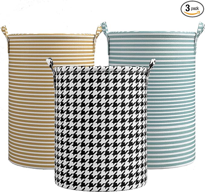 3 Pack Laundry Basket Set,Durable Waterproof Laundry Hamper with Reinforced Handle,Space-Saving Collapsible Laundrys Baskets for Home,Dorm,Multi-Purpose Laundry Bag for Clothes,Towel Storage