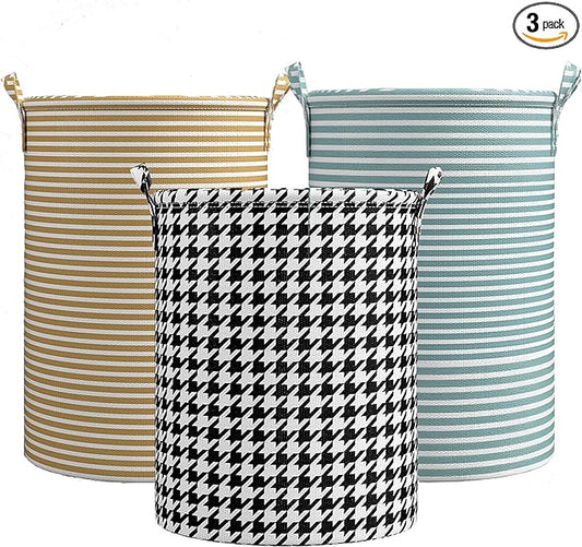 3 Pack Laundry Basket Set,Durable Waterproof Laundry Hamper with Reinforced Handle,Space-Saving Collapsible Laundrys Baskets for Home,Dorm,Multi-Purpose Laundry Bag for Clothes,Towel Storage