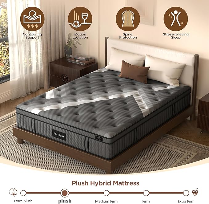 Twin Mattress,Lechepus 12Inch Soft Memory Foam Hybrid Mattress in box,Plush Feel Twin Size with Supportive Pocket Coil for Back Pain Relief,Motion Isolation, None of Fiberglass,360 Trail