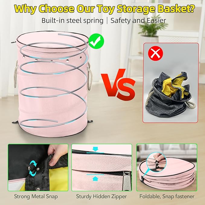 Toy Storage Basket with Slide and Large Play Mat for Boys and Girls Building Blocks Organizer, Foldable Fabric Storage Container Basket Bin Kids Toy Box with Rug for Boy Playroom Organization