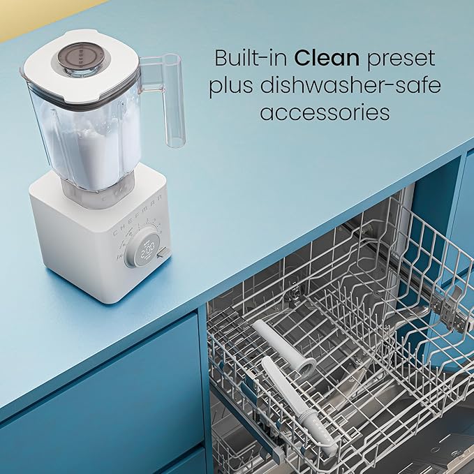 Chefman Obliterator 48 oz Countertop Blender for Smoothies, 1380W Motor to Crush Ice, Nuts, and Frozen Fruit with Stainless Steel Blade, Auto Blend Function, Includes Tamper and Scraper - Concrete