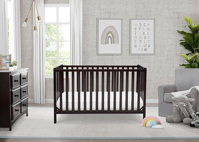 Delta Children Heartland 4-in-1 Convertible Crib - Greenguard Gold Certified, Dark Chocolate
