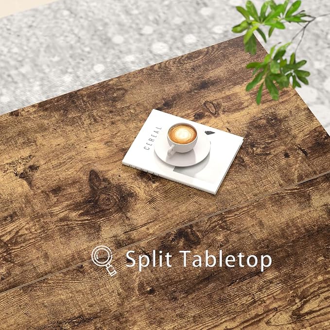 FOLUBAN Modern Coffee Table, Square Center Table for Living Room, Industrial Rustic Wood and Metal Cocktail Tea Table, 31.5 Inch, Brown