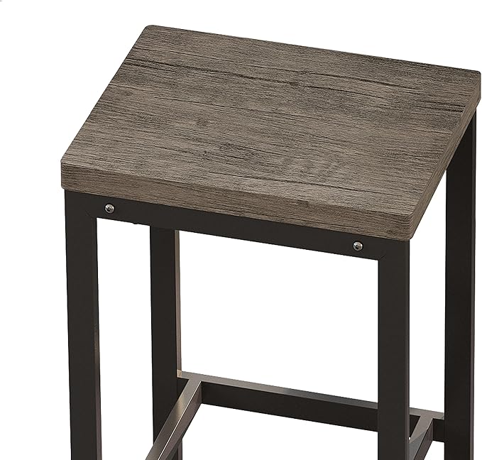 Harper & Bright Designs 4-Piece Dining Table Set, 60.2" L Solid Wood Dining Table with 3 Stools and Metal Frame for Kitchen Dining Room, Grey Brown