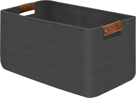 Large Collapsible Laundry Basket, Clothes Hamper for Blanket, Toy, Towels, Woven Baskets for Storage, Nursery Home Decor Living room 21.6" x 15" x 11.8",Grey