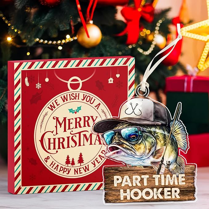 Fishing Ornaments for Christmas Tree - Unique Fisherman Gifts for Men, Cool, Funny and Unique Fishing Gift for Men and Boys, Fisherman Gift