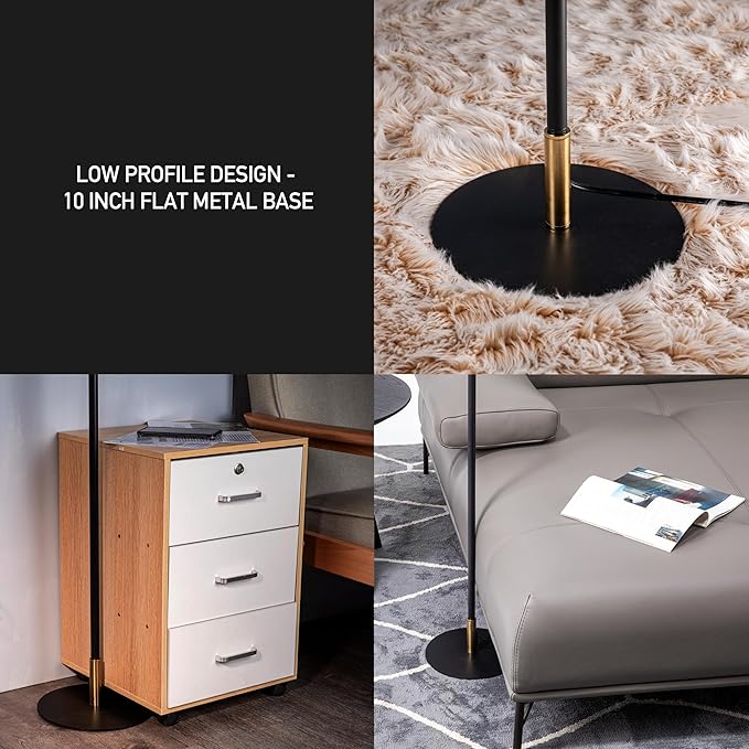 O'Bright Velum - Classic Floor Lamp, Elegant Linen Shade, Pull Chain Switch, Luxury Gold Handle, Modern Minimalist Design - Perfect for Living Room, Bedroom, Office - Black