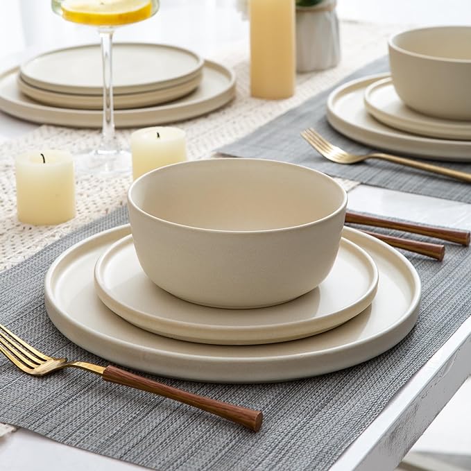 AmorArc Stoneware Dinnerware Sets for 6,Reactive Ceramic Plates and Bowls Set,Highly Chip and Crack Resistant | Dishwasher & Microwave Safe | Round Dishes Set Service for 6 (18pc)