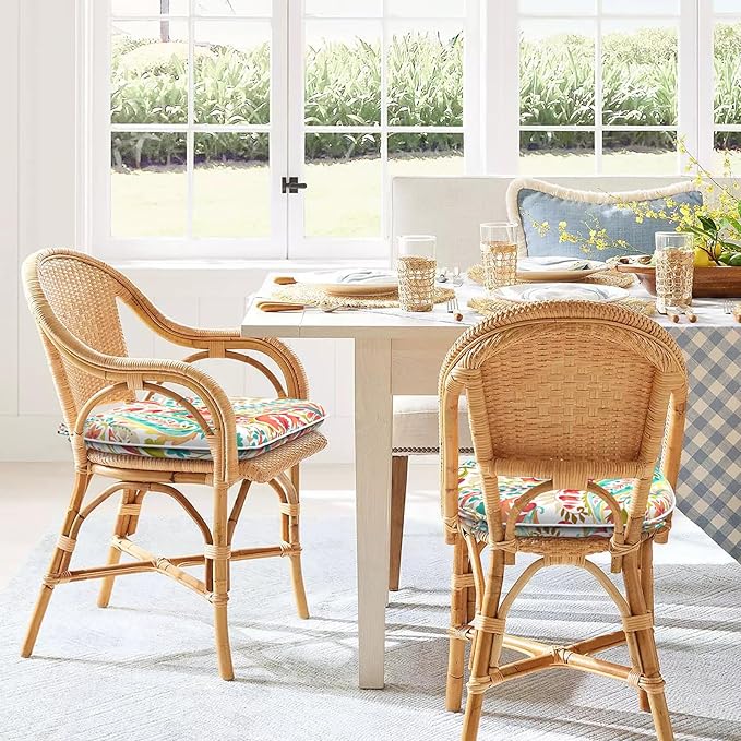 Set of 2 Outdoor Chair Cushions with Ties,Water Repellent Patio Chair Pads 17"x 16" for Outdoor Furniture,Round Corner Seat Cushions for Garden Yard Kitchen Pretty Paisley