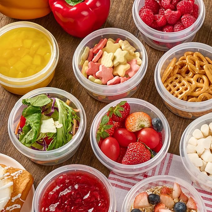8 oz Freezer Storage Containers with Twist Top Lids, 10 Pack Reusable Meal Prep Containers Plastic Stackable Leakproof Food Storage Containers for Soup, Sauce, Salad, Leftover, Oats
