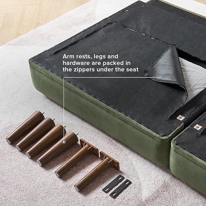 mopio 76.8" Futon Sofa Bed, Small Couch, Sleeper, Loveseat, Mid Century Modern Futon Couch, Sofa Cama, Couches for Living Room (Olive Green Premium Velvet)