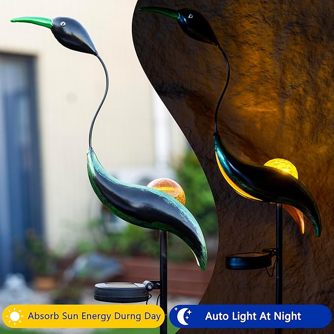 Solar Garden Statue Crane Yard Art Sculptures, Metal Heron Statues Outdoor for Patio Yard Lawn Porch Decorations, Garden Decor for Outside, House Warming Gifts - Mom Birthday Gifts