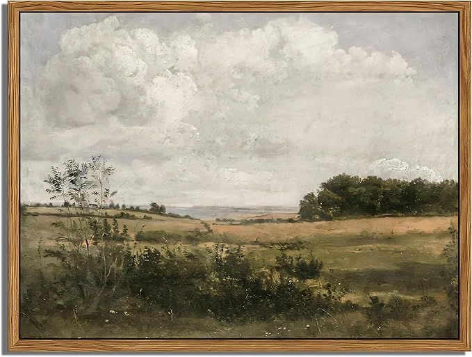 Floating Framed Vintage Canvas Wall Art - Wilderness Landscape Wall Decor, Elegant Natural Farmhouse Scenery Paintings Print for Living Room Bedroom Office Home Decoration 8x10 inch