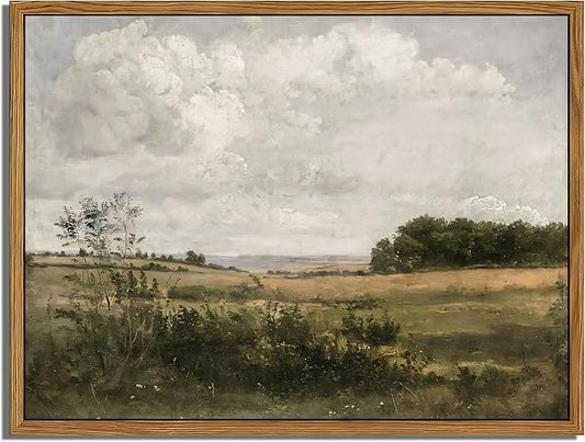 Floating Framed Vintage Canvas Wall Art - Wilderness Landscape Wall Decor, Elegant Natural Farmhouse Scenery Paintings Print for Living Room Bedroom Office Home Decoration 8x10 inch