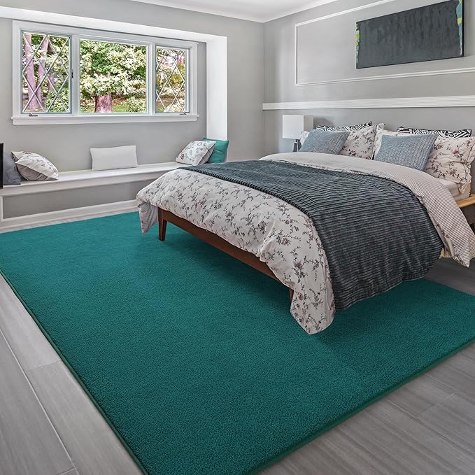 Soft Rugs for Living Room 5x7 Teal Green, Minimalist Area Rug for Bedroom Nursery Dining Table Dorm, Throw Rugs for Men Boys Girls Kids Room Indoor Floor Carpets