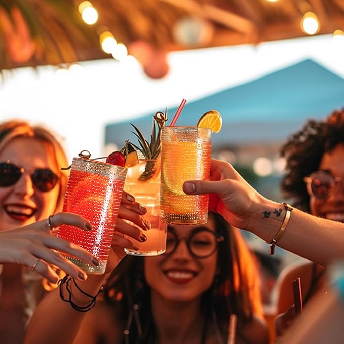 Hobnail Drinking Glasses, Vintage Glassware Set of 6, Vintage Drinking Glasses 16.2 oz, Bubble Glasses Drinking, Hobnail Glasses, Vintage Glass Cups, Jupiter Glasses for Juice, Soda, Beer, Whisky