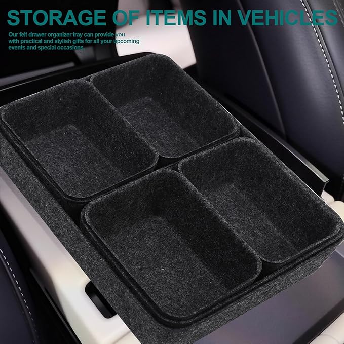 HNYYZL Desk Drawer Organizer,7 Pack Felt Drawer Organizer Shallow Drawer Organizers Felt Storage Bins,Grey