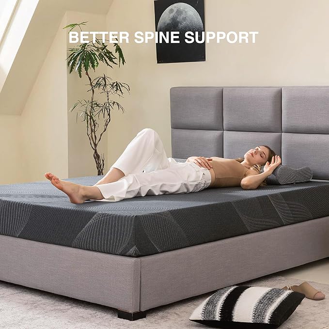 King Mattress 6 Inch Charcoal Gel Memory Foam in a Box, CertiPUR-US Certified Fiberglass Free, Cooling Double Mattress, Made in The USA of US Foam, 80" × 76" × 6", Medium