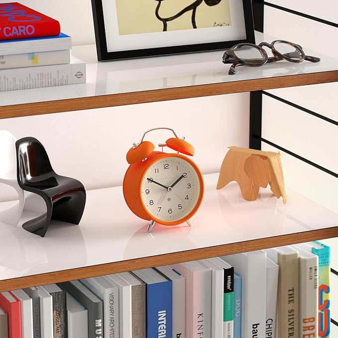 NEWGATE® Charlie Bell Echo Alarm Clock | Modern take on Classic Twin Bell Clock | Orange | Easy to Read Numbers | Ideal for Bedside, Desk or Shelf | Modern Retro Bedroom & Office Accessory