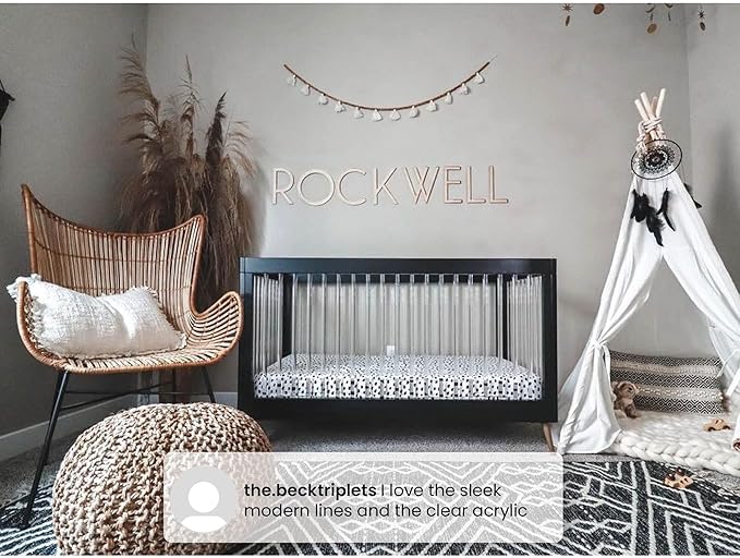 Delta Children Sloane 4-in-1 Acrylic Convertible Crib - Greenguard Gold Certified, Acorn/Matte Black