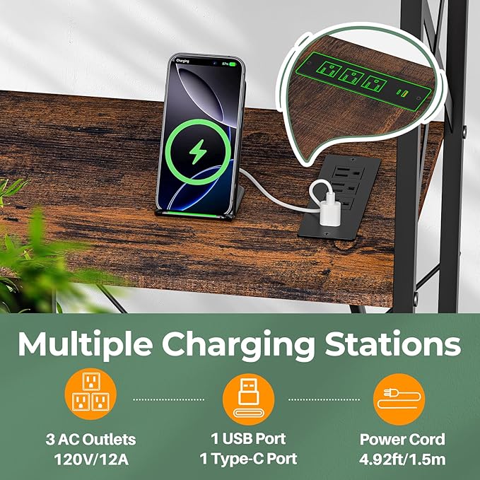 Printer Stand for Home Office, 31.5 x15.7 x 40 Inches Large Mobile Printer Table with Adjustable Storage Shelf, 2 Drawer File Cabinets Rolling Cart with Wheels for Host Computer - Rustic Brown