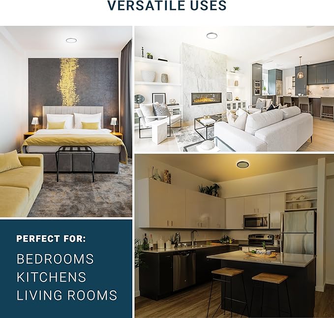 PARMIDA (2 Pack) 12 Inch LED Flush Mount Ceiling Light with Night Light, 30W, ETL, 5 Color Selectable 2700K/3000K/3500K/4000K/5000K, 2400LM, Dimmable, Ultra Thin Round Modern Flat Panel, Black Finish